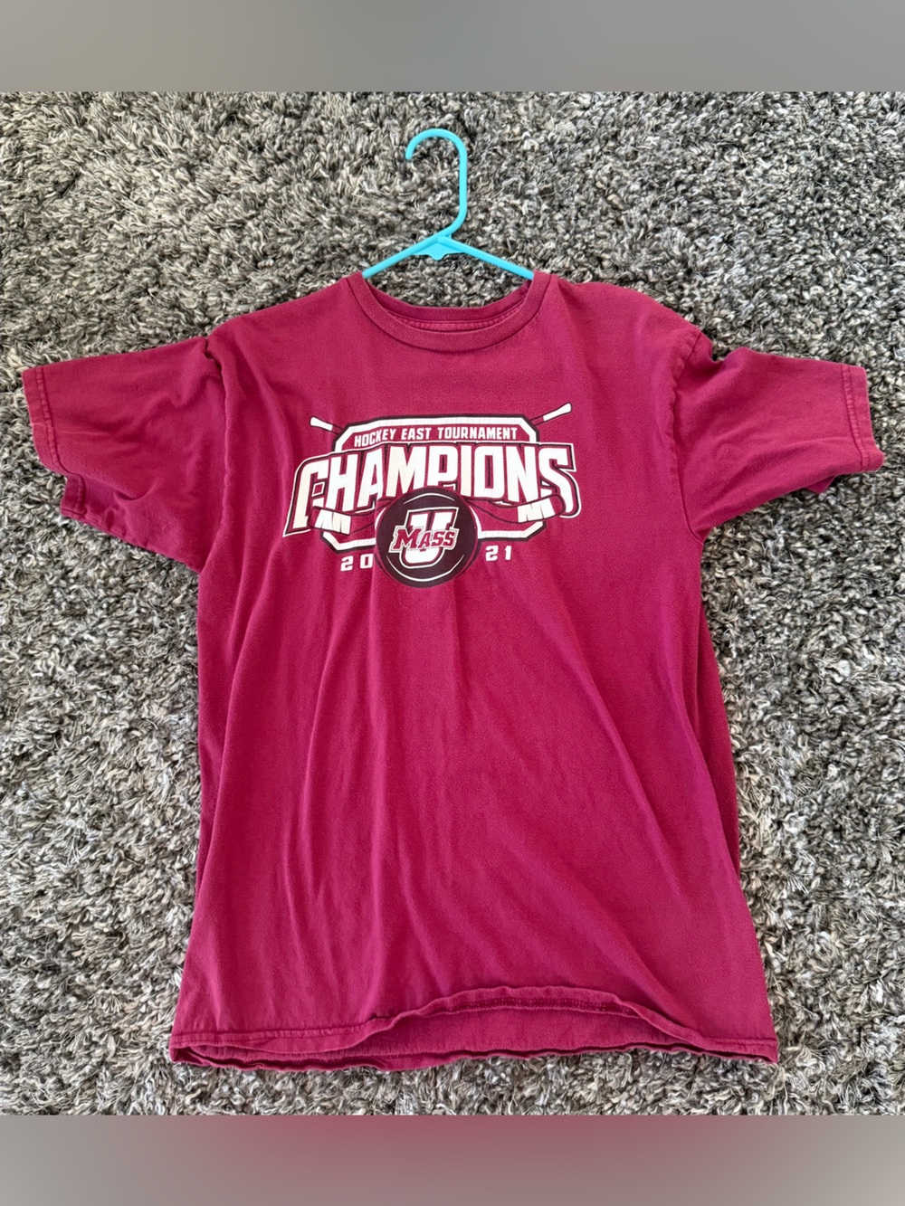 Blue 84 UMass Hockey East Tournament Champions 2021 Graphic T-Shirt Medium